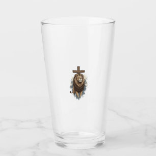 Christian Lion and Cross Vintage Glass