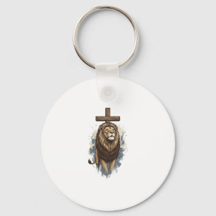 Christian Lion and Cross Vintage Key Ring