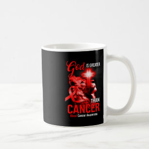 Christian Lion Cross God Is Greater Than Cancer Re Coffee Mug
