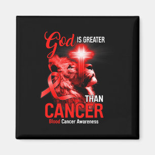 Christian Lion Cross God Is Greater Than Cancer Re Magnet
