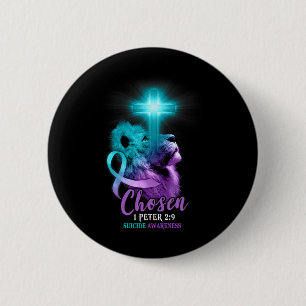 Christian Lion Cross Religious Bible Verse Suicide 6 Cm Round Badge