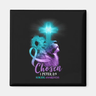 Christian Lion Cross Religious Bible Verse Suicide Magnet
