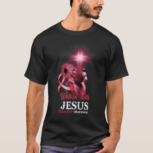 Christian Lion Cross Religious Saying Sickle Cell  T-Shirt (Front)