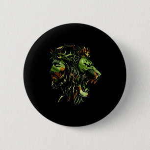 Christian Lion Jesus Crown Camo Faith Design  6 Cm Round Badge