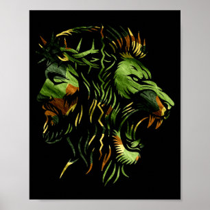 Christian Lion Jesus Crown Camo Faith Design Poster