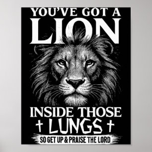 Christian Lion Praise The Lord Worship Faith Poster