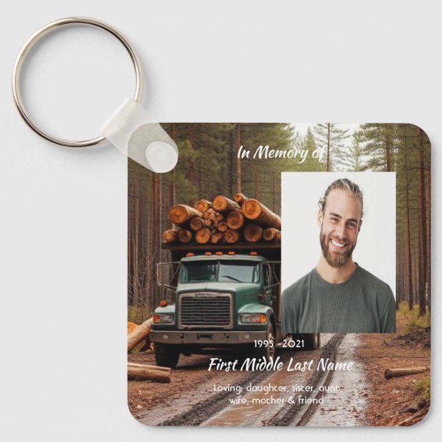 Christian Log Truck Driver  Memorial Keepsake  Key Ring (Front)
