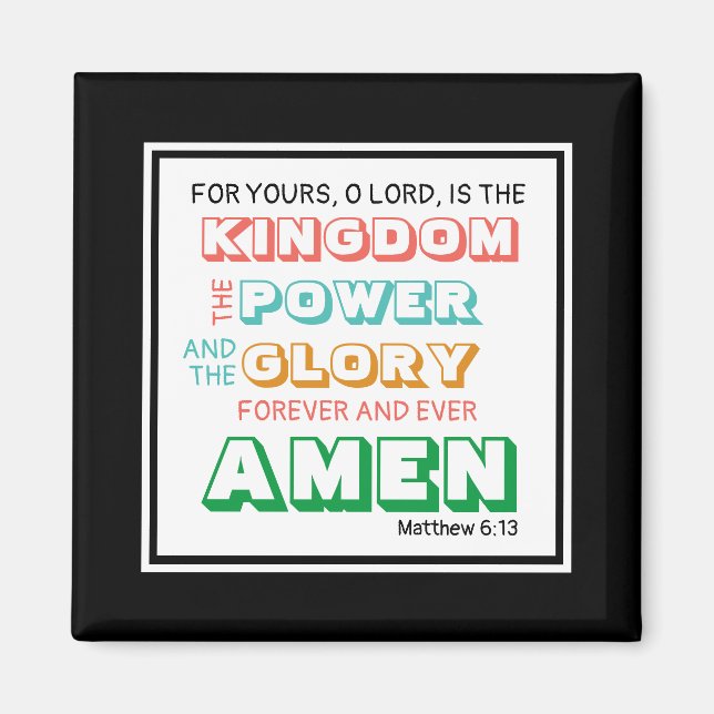 Christian | LORD'S PRAYER Power Glory | Black Magnet (Front)