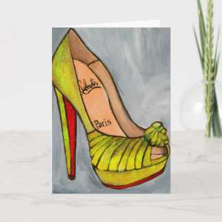 Christian Louboutin Yellow Glitter Red Bottom Heel Card