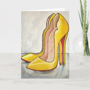 Christian Louboutin Yellow Red Bottom High Heels Card