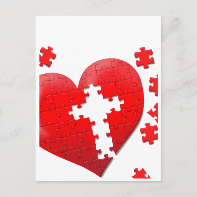 Christian love heart jigsaw puzzle postcard (Front)