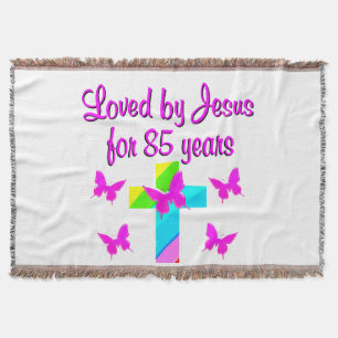 CHRISTIAN LOVED BY JESUS FOR 85 YEARS DESIGN THROW BLANKET