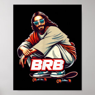 Christian Lover Funny Sport Skateboard Meme Basic Poster