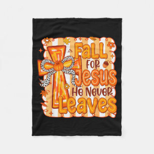 Christian Lover Thanksgiving Fall For Jesus He Nev Fleece Blanket