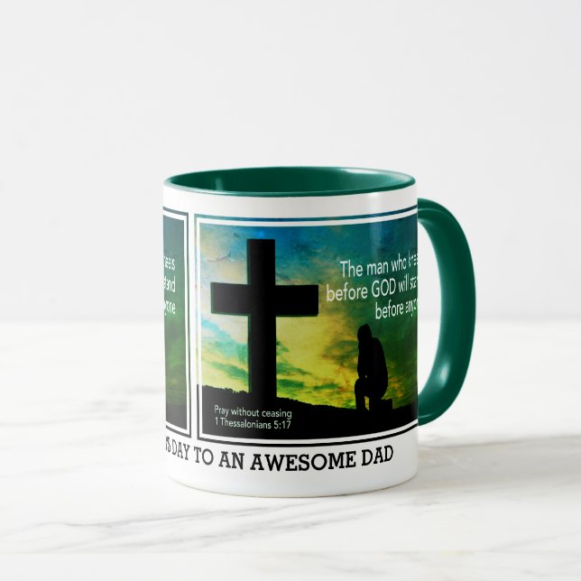 Christian MAN WHO KNEELS BEFORE GOD Father's Day Mug (Front Right)