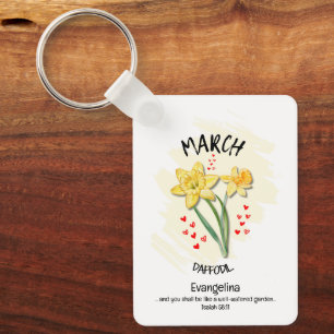 Christian MARCH Birth Month Flower Daffodil Key Ring