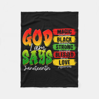 Christian Melanin Black History God Says I Am June Fleece Blanket