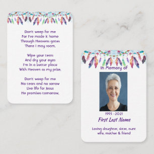 Christian Memorial Feathers Boho Tribal Native Business Card