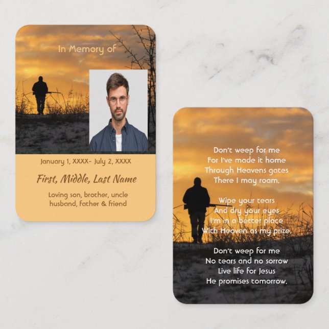 Christian Memorial  Hunter Hunting Stalking Game  Business Card (Front/Back)