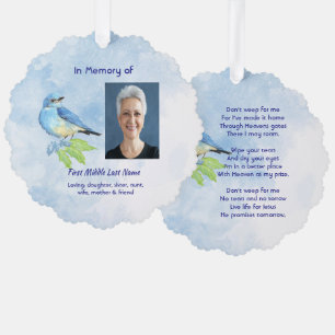 Christian Memorial Keepsake Bluebird Garden Bird  Tree Decoration Card