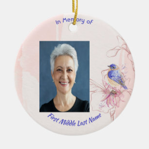 Christian Memorial Keepsake Bluebird Garden Ceramic Ornament