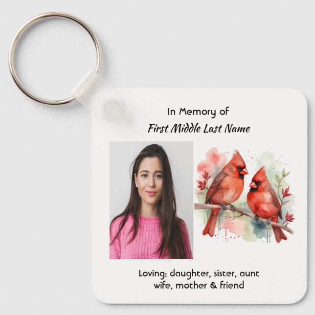 Christian Memorial Keepsake Cardinal Bird Key Ring (Front)