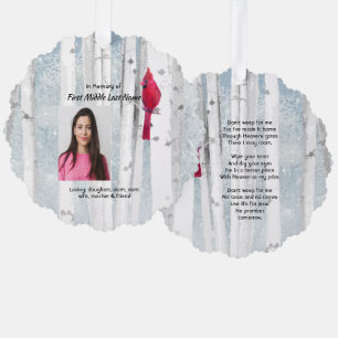 Christian Memorial Keepsake Cardinal Bird Tree Decoration Card