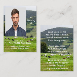 Christian Memorial Keepsake Cattle Farm Landscape Business Card