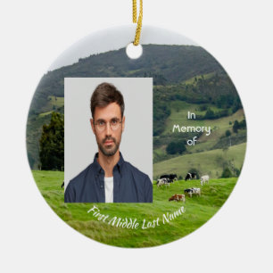 Christian Memorial Keepsake Cattle Farm Landscape Ceramic Ornament