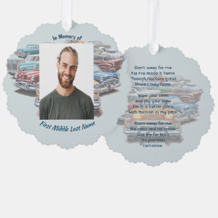 Christian Memorial Keepsake Classic Vintage Car Tree Decoration Card