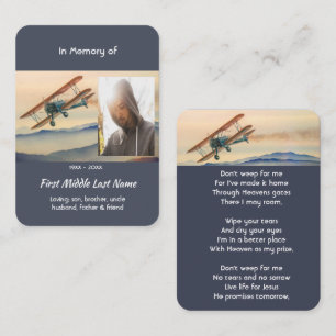 Christian Memorial Keepsake  Clouds Biplane Sky Business Card