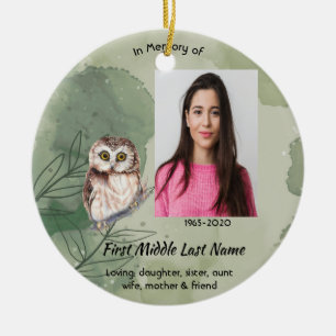 Christian Memorial Keepsake Cute Owl Bird Ceramic Ornament