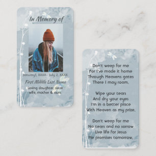 Christian Memorial Keepsake Dragonfly White Flower Business Card