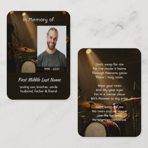 Christian Memorial Keepsake Drummer Drums Band Business Card