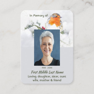 Christian Memorial Keepsake English Robin Bird Business Card