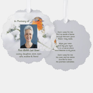 Christian Memorial Keepsake English Robin Bird Tree Decoration Card