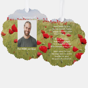 Christian Memorial Keepsake Field Red Poppy Tree Decoration Card