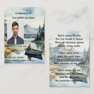 Christian Memorial Keepsake Fishing Lake in Boat Calling Card