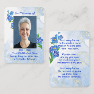 Christian Memorial Keepsake Forget me Not" Flowers Business Card