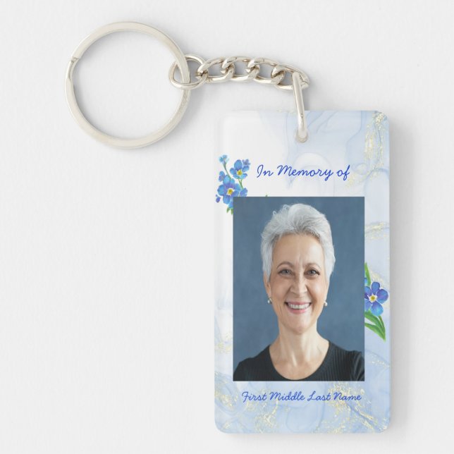Christian Memorial Keepsake Forget me Not" Flowers Key Ring (Front)
