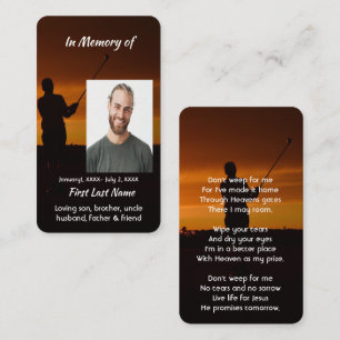Christian Memorial Keepsake Golfer Golfing Golf Business Card