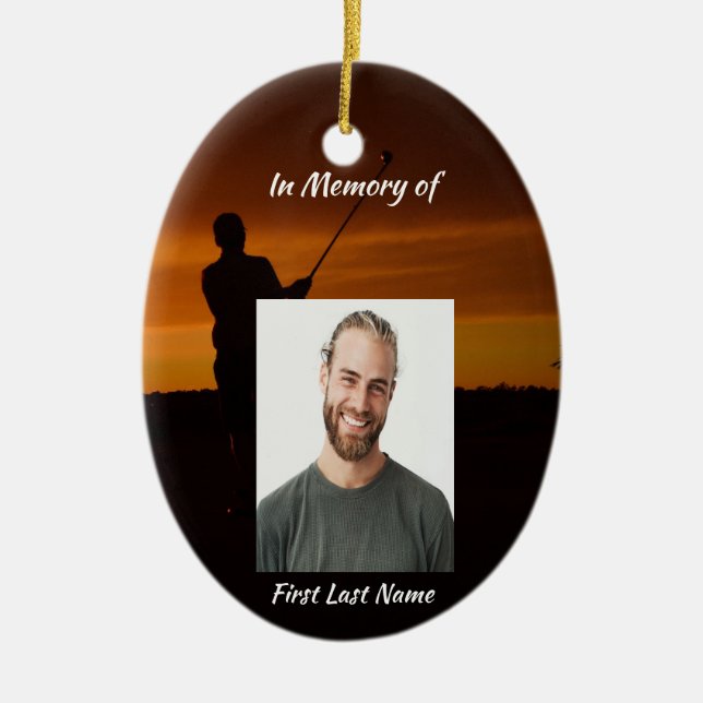 Christian Memorial Keepsake Golfer Golfing Golf Ceramic Ornament (Front)