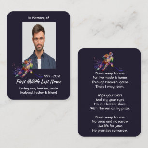 Christian Memorial Keepsake Hockey Player Sport Business Card