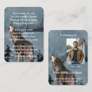 Christian Memorial Keepsake Howling Wolf Business Card