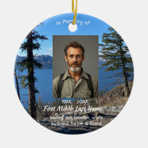 Christian Memorial Keepsake Lake Forest Trees Ceramic Ornament