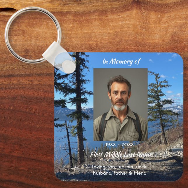 Christian Memorial Keepsake Lake  Forest Trees Key Ring (Front)