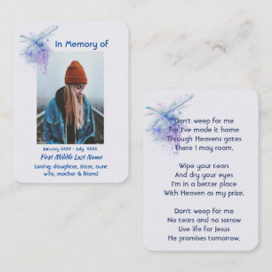 Christian Memorial Keepsake Memorial Dragonfly Business Card
