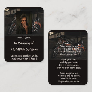 Christian Memorial Keepsake Motorcycle Biker Business Card