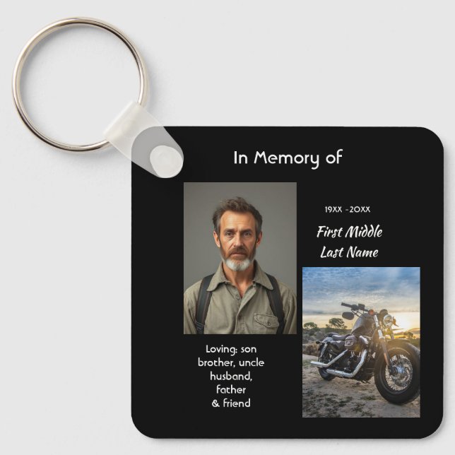 Christian Memorial Keepsake Motorcycle Chopper Key Ring (Front)