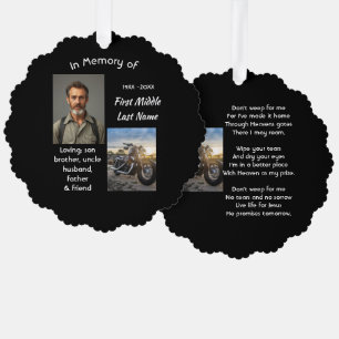 Christian Memorial Keepsake Motorcycle Chopper Tree Decoration Card